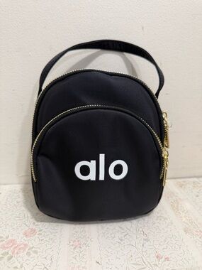 Yoga Black Mini Backpack with Gold Zippers